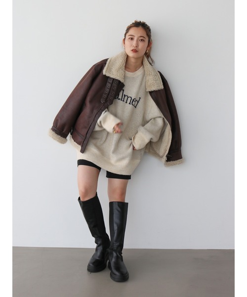 Ungrid（アングリッド）の「【WEB限定】ロゴルーズニット（ニット/セーター・レディース・チャコールグレー/オレンジ/アイボリー・FREE）」の22枚目の写真