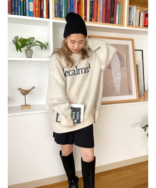 Ungrid（アングリッド）の「【WEB限定】ロゴルーズニット（ニット/セーター・レディース・チャコールグレー/オレンジ/アイボリー・FREE）」の7枚目の写真