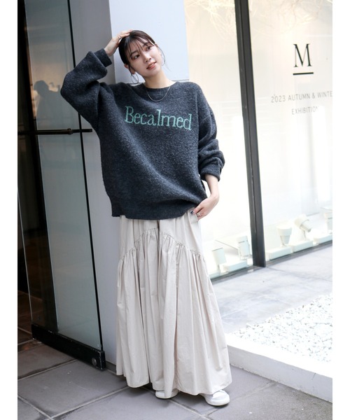 Ungrid（アングリッド）の「【WEB限定】ロゴルーズニット（ニット/セーター・レディース・チャコールグレー/オレンジ/アイボリー・FREE）」の9枚目の写真