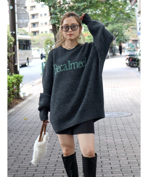 Ungrid（アングリッド）の「【WEB限定】ロゴルーズニット（ニット/セーター・レディース・チャコールグレー/オレンジ/アイボリー・FREE）」の15枚目の写真