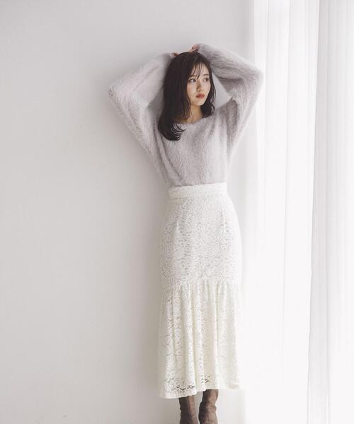 PROPORTION BODY DRESSING(プロポーションボディドレッシング)の「ボートネックフェザーニット / 1213270008(ニット/セーター・レディース・チャコールグレー/ホワイト/ピンク・SMALL/MEDIUM)」の5枚目の写真