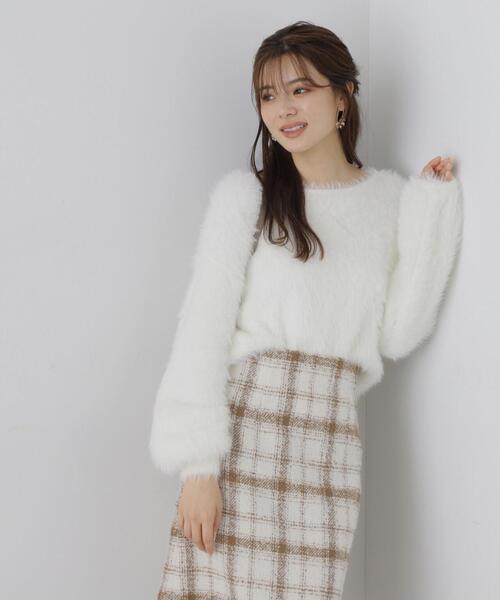 PROPORTION BODY DRESSING(プロポーションボディドレッシング)の「ボートネックフェザーニット / 1213270008(ニット/セーター・レディース・チャコールグレー/ホワイト/ピンク・SMALL/MEDIUM)」の15枚目の写真