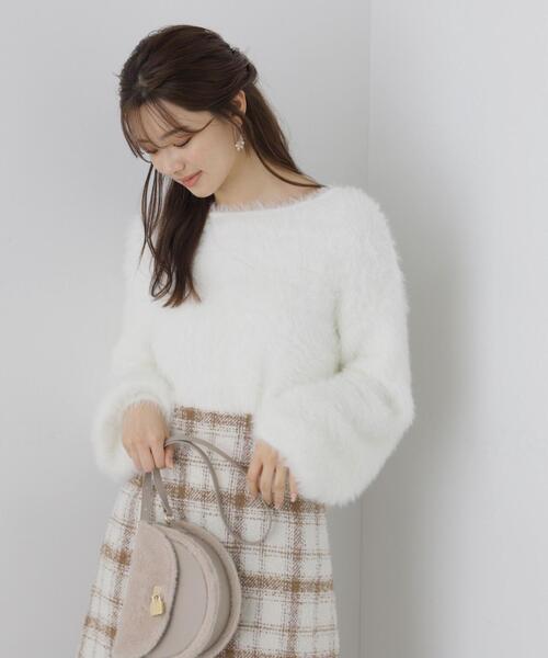 PROPORTION BODY DRESSING(プロポーションボディドレッシング)の「ボートネックフェザーニット / 1213270008(ニット/セーター・レディース・チャコールグレー/ホワイト/ピンク・SMALL/MEDIUM)」の17枚目の写真