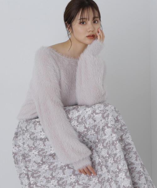 PROPORTION BODY DRESSING(プロポーションボディドレッシング)の「ボートネックフェザーニット / 1213270008(ニット/セーター・レディース・チャコールグレー/ホワイト/ピンク・SMALL/MEDIUM)」の1枚目の写真