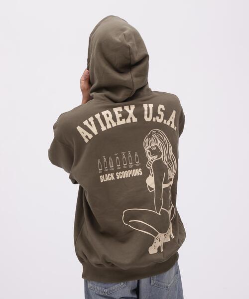AVIREX（アヴィレックス）の「《価格改定商品》BLACK SCORPION SWEAT PULL OVER PARKA / ブラックスコーピオン スウェット プルオーバー パーカー（パーカー・メンズ・オリーブ系/マスタード/ブラック/オレンジ/グレー系その他3・XL/L/M/2XL/F）」の3枚目の写真