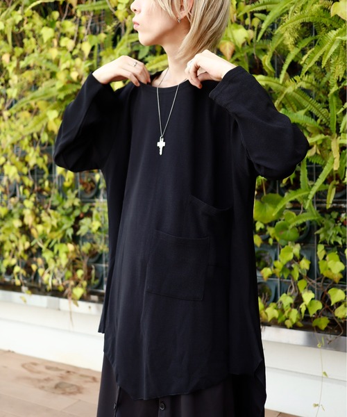 rovtski(ロフトスキー)の「ダブルポケットアシメトップス(Tシャツ/カットソー・レディース・ブラック・FREE)」の8枚目の写真