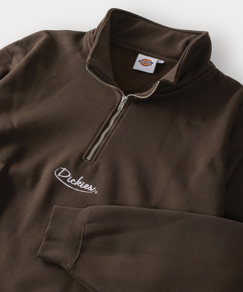 Dickies(ディッキーズ)の「【DICKIES/ディッキーズ】ワンポイント刺繍ハーフジップスウェット/プルオーバー/ビッグシルエット/裏起毛(スウェット・メンズ・アッシュグレー/ブラウン/ブラック/ネイビー/アイボリー/ダークブルー・M/L/XL)」の1枚目の写真