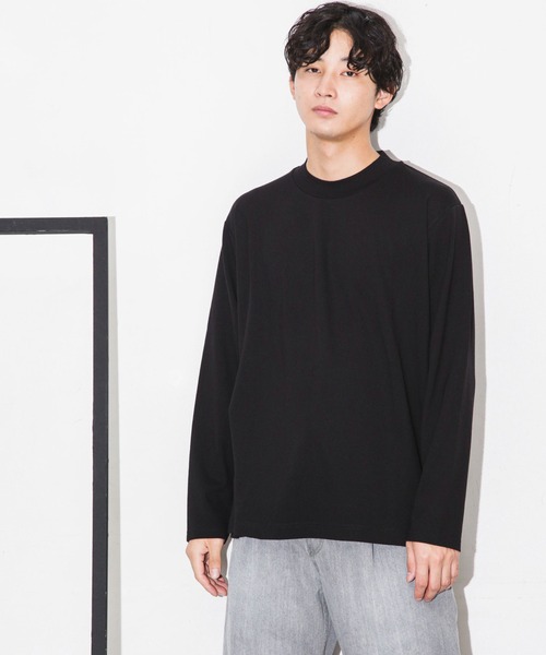 NANO universe(ナノユニバース)の「ストレッチスムースモックネックTシャツ 長袖(Tシャツ/カットソー・メンズ・グレー系その他4/ブラック/チャコール・L/M/S)」の5枚目の写真