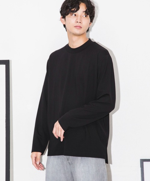 NANO universe(ナノユニバース)の「ストレッチスムースモックネックTシャツ 長袖(Tシャツ/カットソー・メンズ・グレー系その他4/ブラック/チャコール・L/M/S)」の6枚目の写真