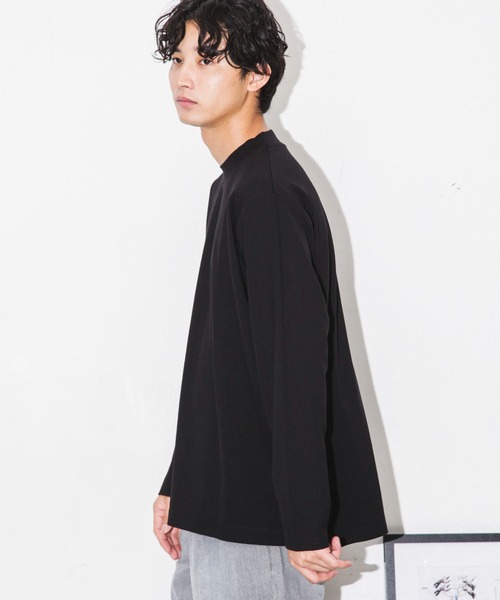 NANO universe(ナノユニバース)の「ストレッチスムースモックネックTシャツ 長袖(Tシャツ/カットソー・メンズ・グレー系その他4/ブラック/チャコール・L/M/S)」の7枚目の写真