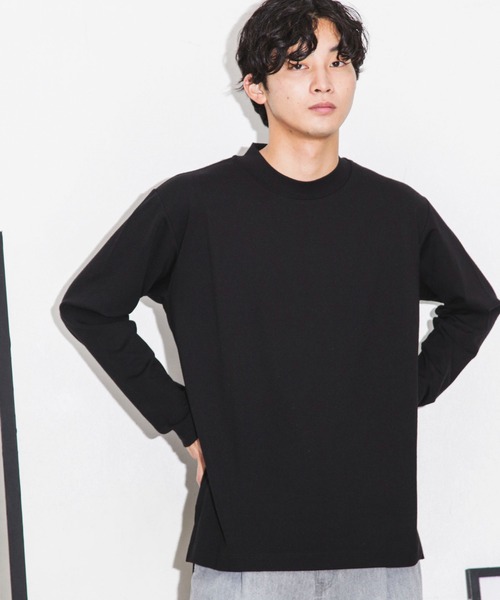 NANO universe(ナノユニバース)の「ストレッチスムースモックネックTシャツ 長袖(Tシャツ/カットソー・メンズ・グレー系その他4/ブラック/チャコール・L/M/S)」の9枚目の写真