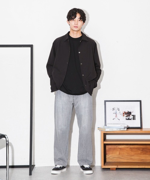 NANO universe(ナノユニバース)の「ストレッチスムースモックネックTシャツ 長袖(Tシャツ/カットソー・メンズ・グレー系その他4/ブラック/チャコール・L/M/S)」の12枚目の写真