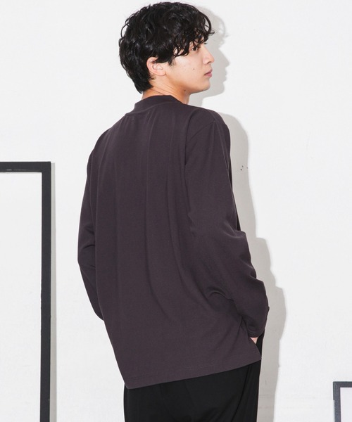 NANO universe(ナノユニバース)の「ストレッチスムースモックネックTシャツ 長袖(Tシャツ/カットソー・メンズ・グレー系その他4/ブラック/チャコール・L/M/S)」の16枚目の写真