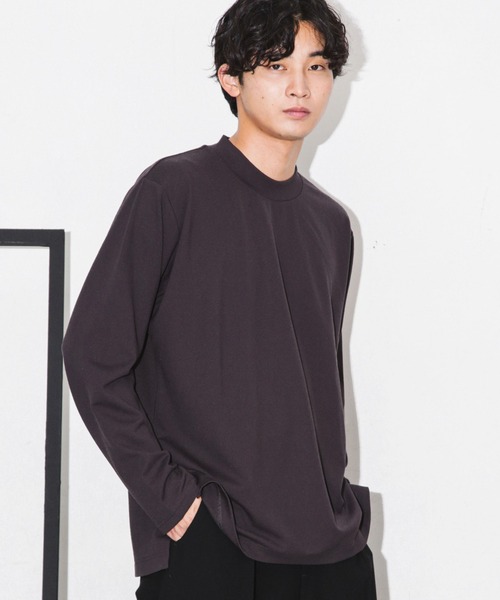 NANO universe(ナノユニバース)の「ストレッチスムースモックネックTシャツ 長袖(Tシャツ/カットソー・メンズ・グレー系その他4/ブラック/チャコール・L/M/S)」の17枚目の写真