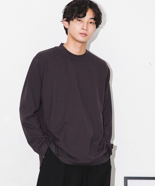 NANO universe(ナノユニバース)の「ストレッチスムースモックネックTシャツ 長袖(Tシャツ/カットソー・メンズ・グレー系その他4/ブラック/チャコール・L/M/S)」の18枚目の写真