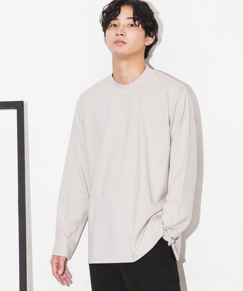 NANO universe(ナノユニバース)の「ストレッチスムースモックネックTシャツ 長袖(Tシャツ/カットソー・メンズ・グレー系その他4/ブラック/チャコール・L/M/S)」の21枚目の写真