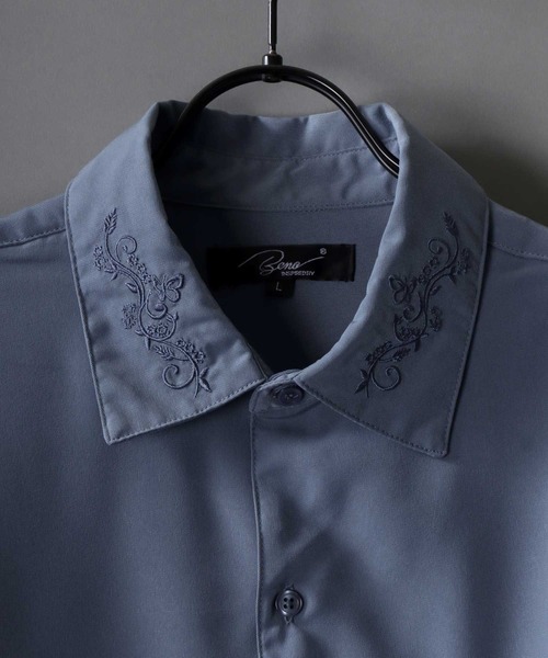 SITRY（シトリー）の「Oversize Drop shoulder collar embroidery Shirt/オーバーサイズ ドロップショルダー 襟刺繍 シャツ（シャツ/ブラウス・メンズ・グレイッシュベージュ/ホワイト/ブラック/グレイッシュブルー/チャコールグレー・M/L）」の11枚目の写真