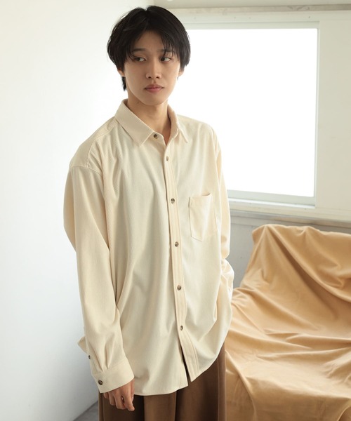 SENSE OF PLACE by URBAN RESEARCH(センスオブプレイスバイアーバンリサーチ)の「コーデュロイルーズシャツ(シャツ/ブラウス・メンズ・ブラック/ブルー/アイボリー/ライトカーキ・LARGE/MEDIUM)」の7枚目の写真