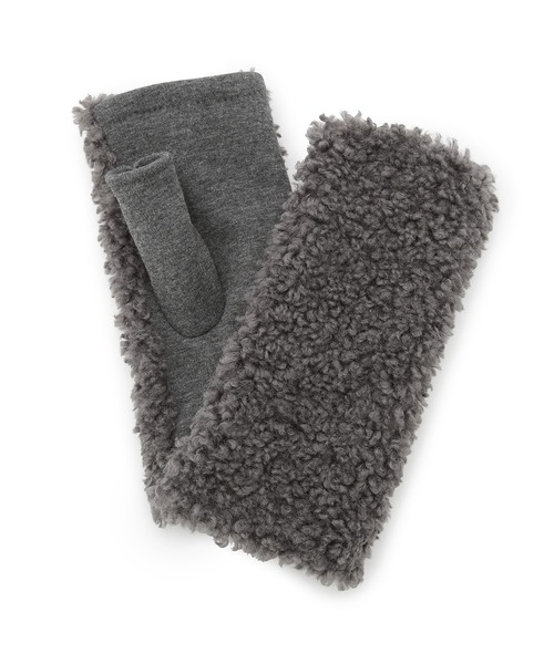 ROPE' PICNIC（ロペピクニック）の「ボアフィンガーレスグローブ（手袋・レディース・チャコールグレー/ベージュ・FREE）」の3枚目の写真