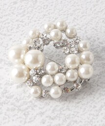OPAQUE.CLIP | フェイクパール×ビジューラウンドブローチ/セレモニー対応(ブローチ/コサージュ)