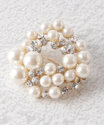 ◆≪ヒルナンデス！で紹介≫ フェイクパール×ビジューラウンドブローチ/セレモニー対応
