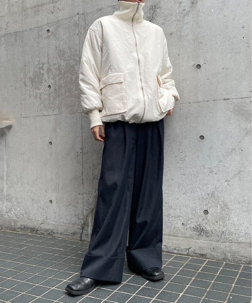 y/m by れぽすけ（イムバイレポスケ）の「中綿ビックポケットブルゾン（ダウンジャケット/コート・メンズ・アイボリー/ブラック・FREE）」の14枚目の写真