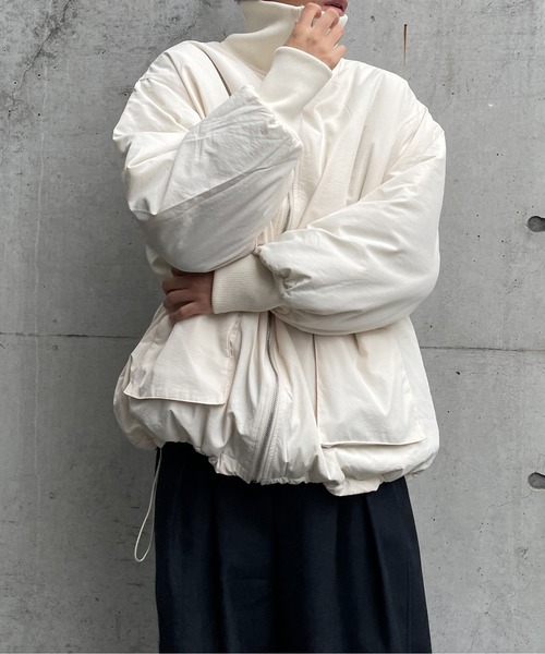 y/m by れぽすけ（イムバイレポスケ）の「中綿ビックポケットブルゾン（ダウンジャケット/コート・メンズ・アイボリー/ブラック・FREE）」の21枚目の写真