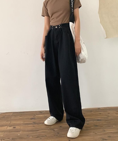 NO WAY（ノーウェイ）の「ウエストタックルーズデニムパンツ（デニムパンツ・レディース・ターコイズブルー系/ブルー系その他/ブラック/ホワイト・LARGE/MEDIUM）」の2枚目の写真