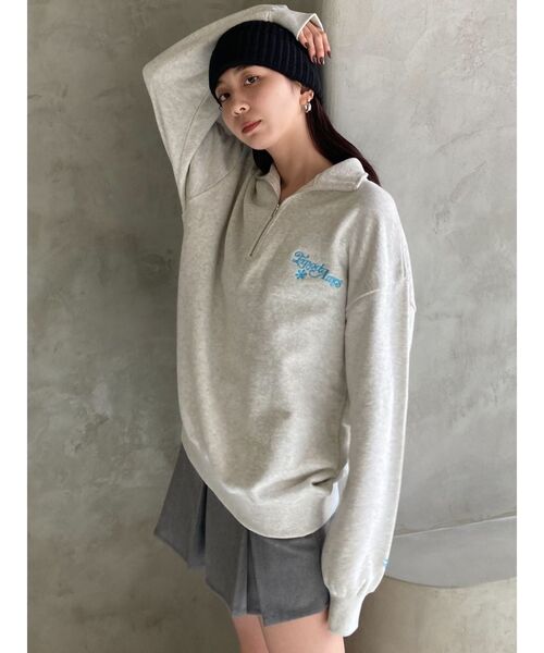 EMODA（エモダ）の「【Ames Worldwide】ロゴハーフジップオーバートップ（Tシャツ/カットソー・レディース・ネイビー/グレー・FREE）」の8枚目の写真