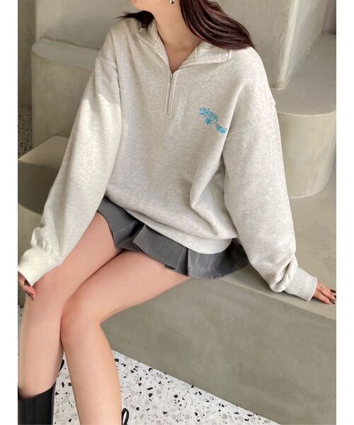 EMODA（エモダ）の「【Ames Worldwide】ロゴハーフジップオーバートップ（Tシャツ/カットソー・レディース・ネイビー/グレー・FREE）」の9枚目の写真