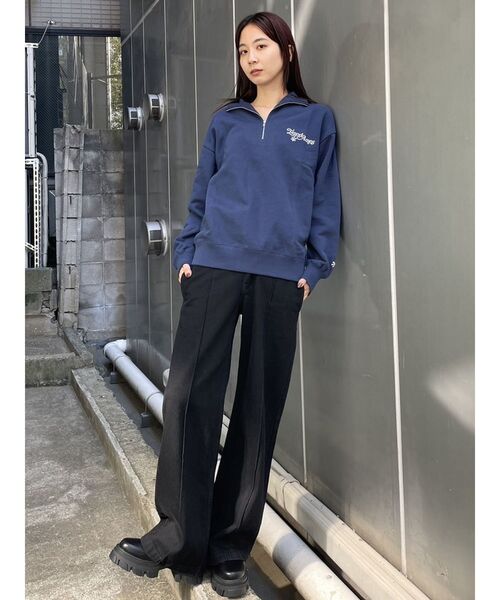 EMODA（エモダ）の「【Ames Worldwide】ロゴハーフジップオーバートップ（Tシャツ/カットソー・レディース・ネイビー/グレー・FREE）」の15枚目の写真