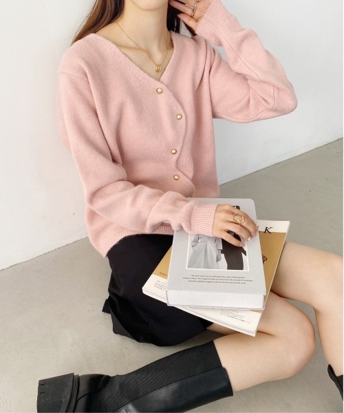 thank U more(サンキューモア)の「2WAYデザインカーディガン(ニット/セーター・レディース・グレー/ピンク/キャメル/オフホワイト・FREE)」の2枚目の写真
