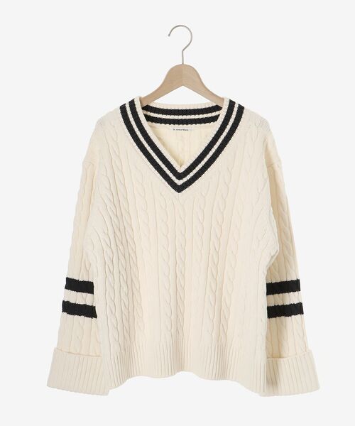 le.coeur blanc(ルクールブラン)の「チルデンニットプルオーバー(ニット/セーター・レディース・ブラック/オフホワイト・38)」の3枚目の写真