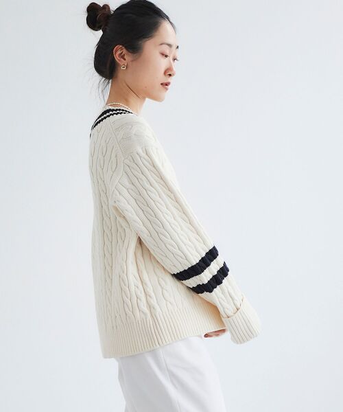 le.coeur blanc(ルクールブラン)の「チルデンニットプルオーバー(ニット/セーター・レディース・ブラック/オフホワイト・38)」の5枚目の写真