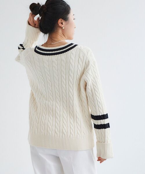 le.coeur blanc(ルクールブラン)の「チルデンニットプルオーバー(ニット/セーター・レディース・ブラック/オフホワイト・38)」の6枚目の写真