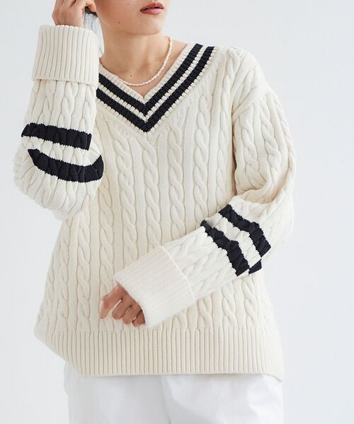 le.coeur blanc(ルクールブラン)の「チルデンニットプルオーバー(ニット/セーター・レディース・ブラック/オフホワイト・38)」の7枚目の写真