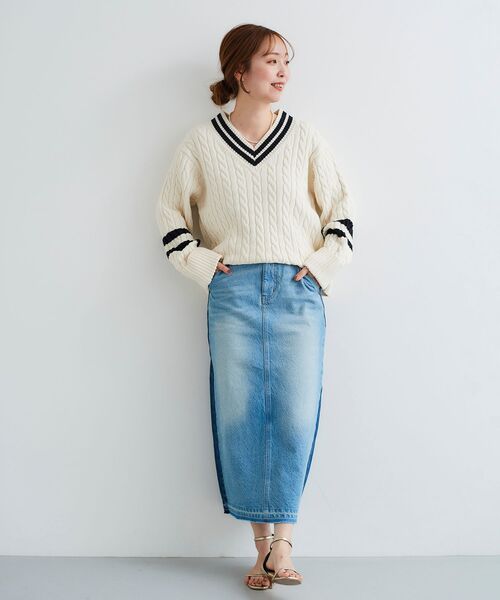 le.coeur blanc(ルクールブラン)の「チルデンニットプルオーバー(ニット/セーター・レディース・ブラック/オフホワイト・38)」の9枚目の写真