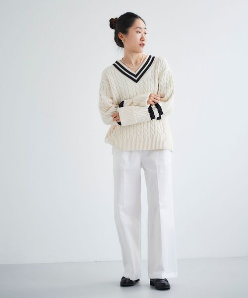 le.coeur blanc(ルクールブラン)の「チルデンニットプルオーバー(ニット/セーター・レディース・ブラック/オフホワイト・38)」の11枚目の写真