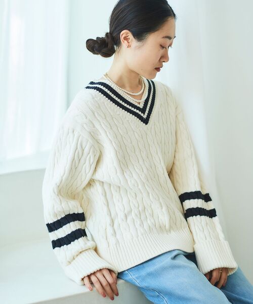 le.coeur blanc(ルクールブラン)の「チルデンニットプルオーバー(ニット/セーター・レディース・ブラック/オフホワイト・38)」の22枚目の写真