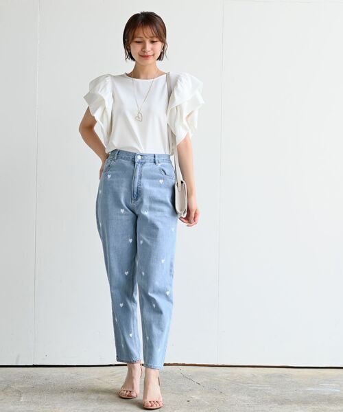 rps（アールピーエス）の「ハート刺繍マムパンツ（デニムパンツ・レディース・サックスブルー/ブルー・M/L）」の20枚目の写真