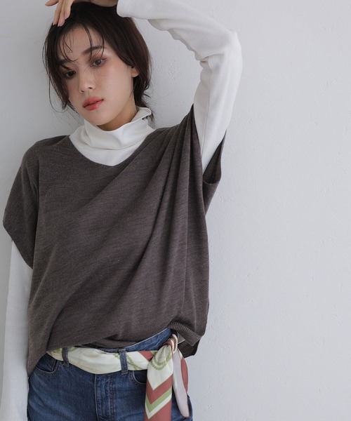 ElegChic(エレグシック)の「バルーンVネックベスト(ベスト・レディース・ブラック/杢グレー・M)」の2枚目の写真