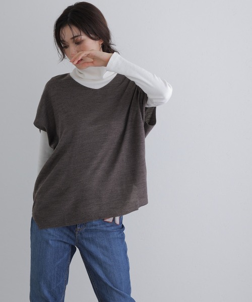 ElegChic(エレグシック)の「バルーンVネックベスト(ベスト・レディース・ブラック/杢グレー・M)」の7枚目の写真