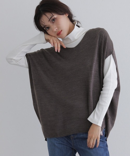 ElegChic(エレグシック)の「バルーンVネックベスト(ベスト・レディース・ブラック/杢グレー・M)」の10枚目の写真