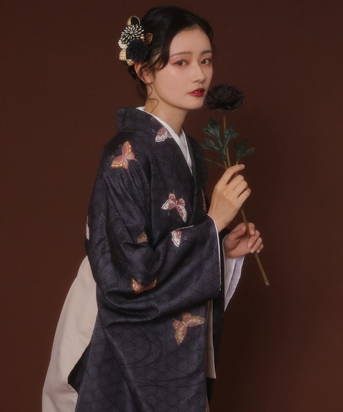 KYOETSU（キョウエツ）の「袴4点セット 華やかF レディース（着物・レディース・ブルー系その他2/ブラック系その他2/グレー系その他/ブラック系その他/ブラック系その他4/グレー系その他2/ブラック系その他3/ブルー系その他/ブラウン系その他/ブラウン系その他2/ピンク系その他2/パープル系その他/パープル系その他2/ブラック系その他6/ブラック系その他5/ピンク系その他・M/S/L/LL）」の13枚目の写真