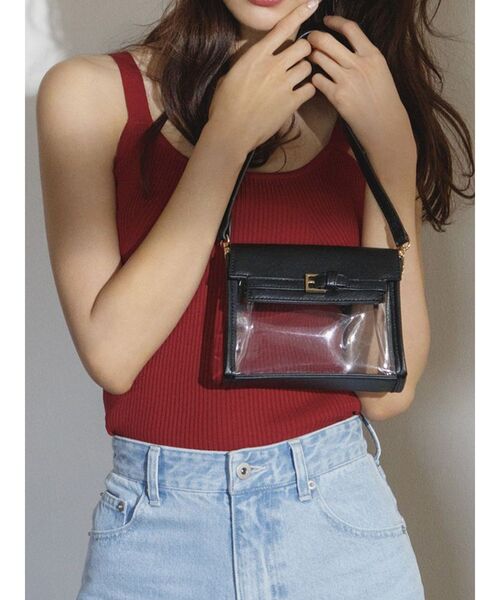 RESEXXY（リゼクシー）の「クリアミニバッグ（ハンドバッグ・レディース・アイボリー/ブラック/ブルー・FREE）」の2枚目の写真