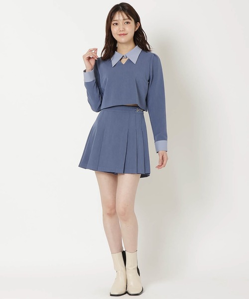 REDYAZEL（レディアゼル）の「【セットアップ可能】配色襟トップス（シャツ/ブラウス・レディース・グリーン/ブラック系その他/ブルー・FREE）」の21枚目の写真