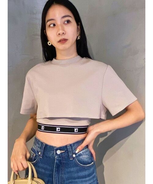 EMODA(エモダ)の「レイヤージャガードフィットトップ(Tシャツ/カットソー・レディース・ホワイト/ベージュ/ブラック/ブルー・FREE)」の3枚目の写真