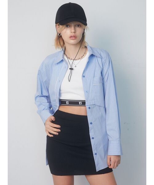 EMODA(エモダ)の「レイヤージャガードフィットトップ(Tシャツ/カットソー・レディース・ホワイト/ベージュ/ブラック/ブルー・FREE)」の17枚目の写真