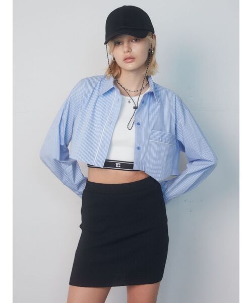 EMODA(エモダ)の「レイヤージャガードフィットトップ(Tシャツ/カットソー・レディース・ホワイト/ベージュ/ブラック/ブルー・FREE)」の7枚目の写真
