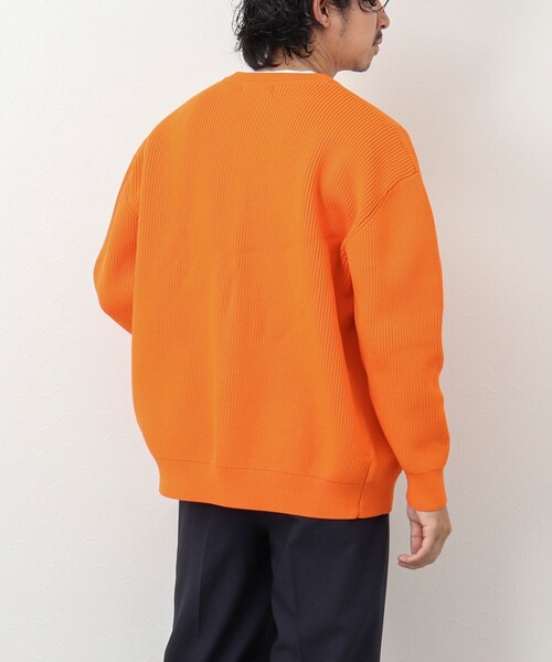 NOLLEY'S goodman（ノーリーズグッドマン）の「7G片畦クルーネック ジップカーディガン（カーディガン/ボレロ・メンズ・オレンジ/ダークネイビー/グレイッシュベージュ/グレイッシュブルー・M/L）」の8枚目の写真